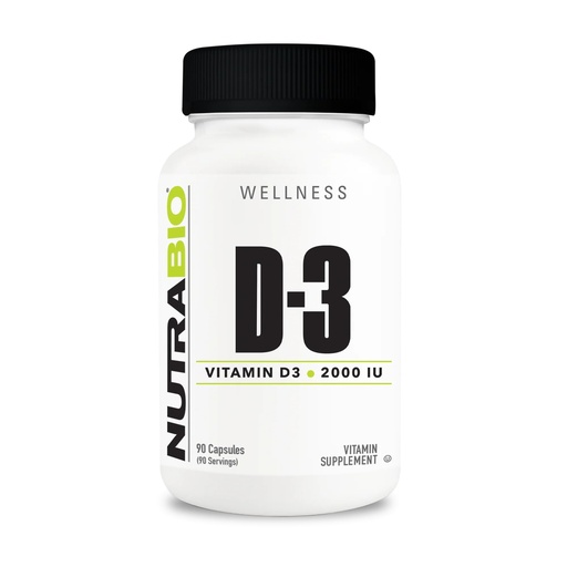 [BRSRA2Q2BEDQMDLZ] NutraBio Vitamin D (2000 IU), Immune Support - 90 Vegetable Capsules