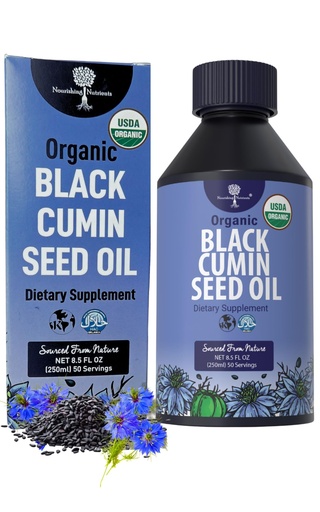 [BRSWKFY5AADRCDA7] Organic Black Cumin Seed Oil-USDA-Cold Pressed –up to 6X Stronger Thymoquinone - Pure Nigella Sativa Cumin Seeds -Premium Supplement for Immune Support, Skin & Hair (8.5 fl oz)