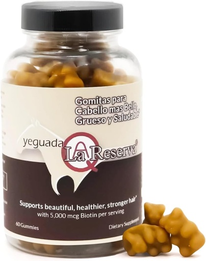 [BRSRMGIROEGRAFIZ] Yeguada La Reserva Hair and Nails Gummies, 5000 mcg Biotin, Vitamin E & C Gummies for Hair Skin and Nails, 60 Pieces | Gomitas para Cabello y Unas mas Largo, Fuerte y Saludable – 60ct