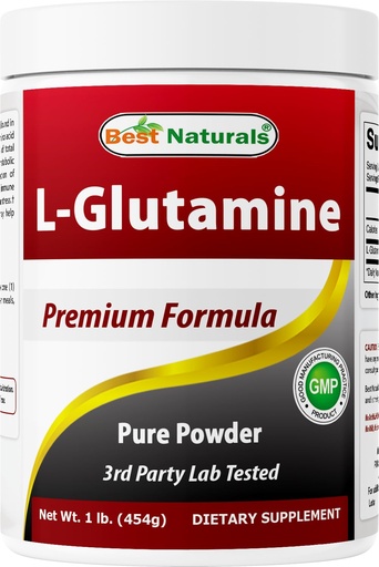 [BRSWICQIBB6W2D36] Best Naturals L-Glutamine Powder - 1 Pound - 100% Pure and Free Form - Glutamine Recovery Powder - Clinically Proven Recovery Aid for Men and Women (817716014555)