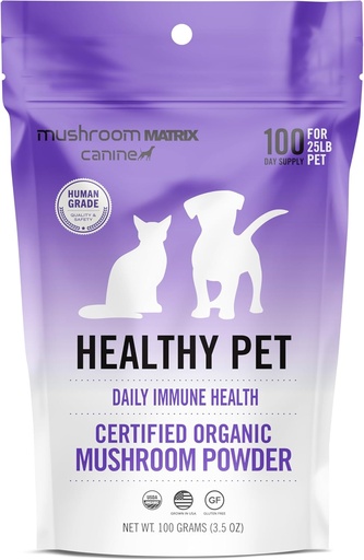 [BRSWKFQZCQDBWFDU] Om Mushroom Matrix Pet - Canine | Healthy Pet | USA Grown Human-Grade Organic Mushroom Powder Pet Supplement | Daily Functional Immune Support for Dogs & Cats | 100 Grams, 3.5 oz