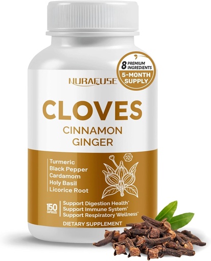 [BRSRAHQZOR5WYELA] Cloves Cinnamon Ginger - Support Digestion Health, Immune System, Respiratory Wellness - Made and Tested in The USA