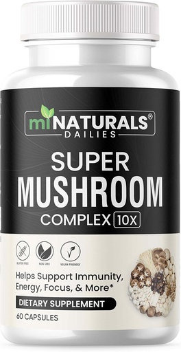 [BRSROZQ7CAPAIET5] MINATURALS Mushroom Complex Capsule - Lion's Mane, Reishi, Cordyceps, Chaga, Turkey Tail, Maitake - Supplement Real Fruiting Body - 10 in 1