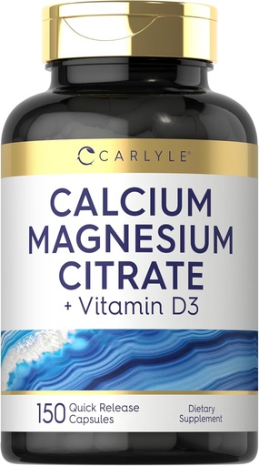 [BRSRAYIEPJ6BUF34] Carlyle kalcio magnio citratas su vitaminu D3 ® 124; 150 kapsulių (124; Non- GMO & gluten Free Addition)