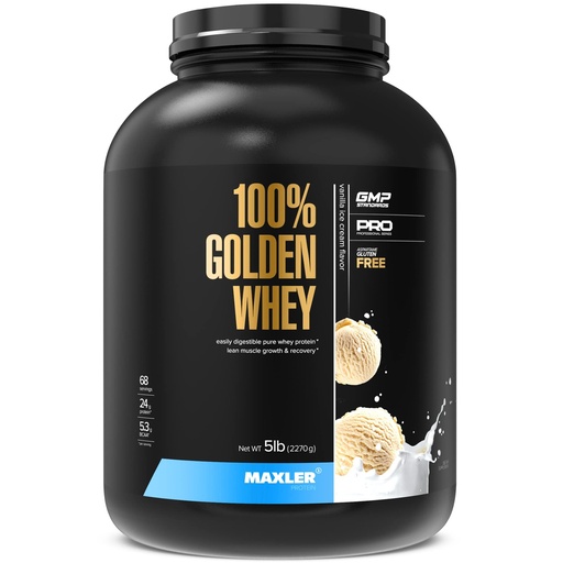 [BRSWK2Y2OIPGAE34] Maxler 100% Golden Whey Protein - 24g of Protein per Serving - Whey Protein Powder for Pre Post Workout - Fast-Absorbing Whey Concentrate, Isolate & Hydrolysate Blend - Vanilla Ice Cream 5 lb