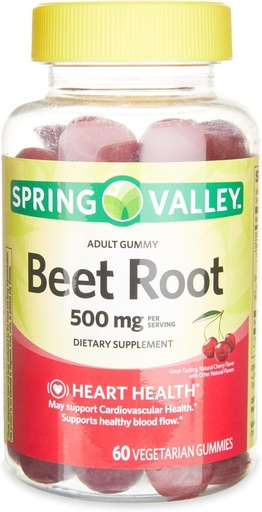 [BRSROEAYOBYBMFIZ] IKJ Beetroot Suplemento dietético Gummies, Cereza, 500 mg, 60 Conde