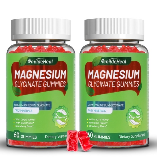 [BRSROHQRDJ4AY3L3] Magnesium Glycinate Gummies 600mg, Magnesium Gummies for Women & Men, with Magnesium L-Threonate 300mg, CoQ10 and Black Pepper, Vegan (120 Count)
