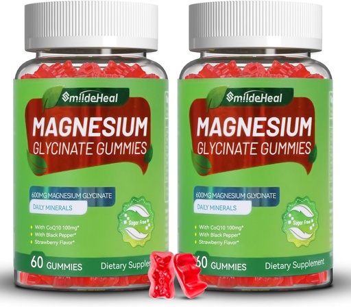 [BRSROHQRDJ4AY3L3] Magnesium Glycinate Gummies 600mg, Magnesium Gummies for Women &amp; Men, con Magnesium L-Threonate 300mg, CoQ10 y Black Pepper, Vegan (120 Conteo)