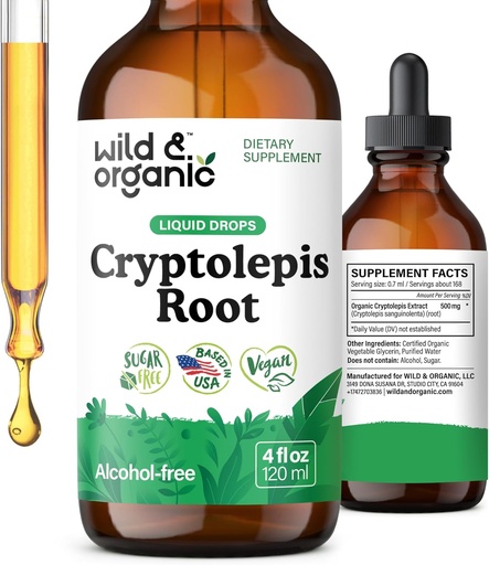 [BRSRAGQFDN5BOCQU] Wild & Organic Cryptolepis Tincture - Herbal Drops for Detox & Immune Support - 2-Month Supply - Liquid Cryptolepis Root Extract Drops - Vegan, Sugar & Alcohol-Free - 4 fl oz