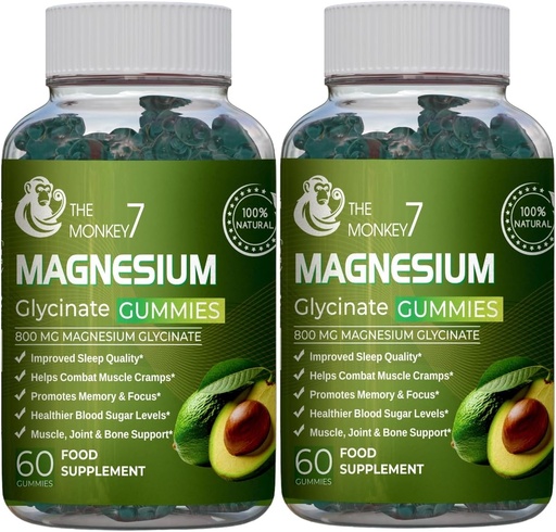 [BRSRA2QTBMIRQEI6] Magnesium Glycinate Gummies with Ashwagandha and CQ10 Calm Magnesium Complex L-Threonate Vegan Non-GMO 800mg Magnesium Glycinate Gummy Magnesium Supplement - Pack of 2
