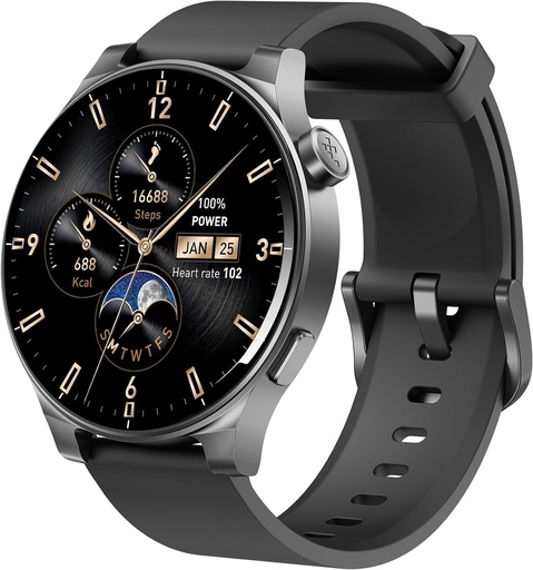 [BRSWGGIQPMCAKHTZ] TOZO AMOLED S5 Smart Watch (Answer/Make Calls), 1.43" HD Screen for Men Women 100+ Sport Modes Fitness Watchs with Sleep Monitor, IP68 Waterproof, Silicone Strap Black