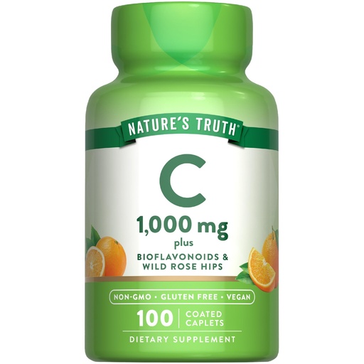 [BRSWKFL5PJYACDTC] Nature's Truth Vitamin C Bioflavonoids & Rose Hips | 1000mg | 100 Caplets | Vegan, Non-GMO and Gluten Free Supplement