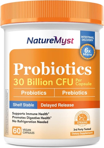 [BRSROATQB4PAEYL4] Probiotics, 30 Billion CFU, 15 Strains, with Prebiotics for Men and Women, Gut Health, Immune & Digestive Support, Shelf Stable, Delayed Release, 60 Vegan Caps