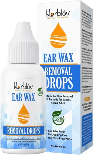 [BRSRMBQEDIMQKDLO] Organic Ear Wax Removal Drops for Clogged Ears – Natural Ear Wax Cleaner Oil for Kid, Adult, Baby – Earwax Removal Liquid Remedy for Unclogging Ears, Earache Relief, Ear Health (Made in USA)
