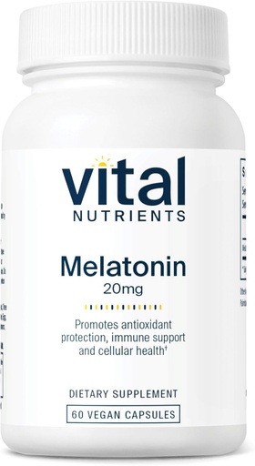 [BRSWIYQFBUDAO3AZ] Vital Nutrients Melatonin 20mg | Vegan | Sleep Supplement to Support The Body's Natural Sleep Cycle* | Gluten, Dairy, Soy Free | 60 Capsules
