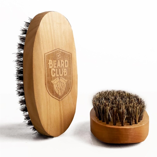 [BRSRMBANOV6WOCL5] Beard Club Men's Boar Bristle Brush - Birchwood Grooming Tool for Styling, Taming and Healthy Beard Growth