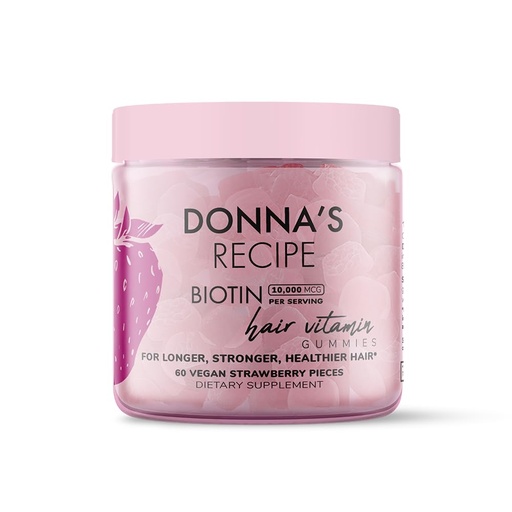 [BRSROBDQAAPWY3AY] Donna's Recipe by Tabitha Brown | Vegan Strawberry Biotin Hair, Skin & Nails Gummies – 10,000 mcg Biotin, Clean, Non-GMO, Gluten-Free, 60 Gummies