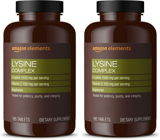 [BRSRAGT7BYCWMHL4]   Elements Lysine Complex with Vitamin C for Immune Health Support, Vegetarian, 65 Servings, 195 Count (Packaging May Vary) (Pack of 2)
