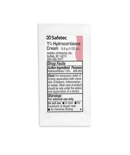 [BRSWGYABDN5G2FAU] Safetec Hydrocortisone 1% Cream.9 g. pouch (bulk package - 2000 count)