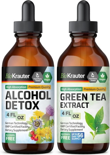 [BRSRAAYYOR7BYC3H] BIO KRAUTER Alcohol Detox Tincture 4 Fl. Oz. & Green Tea Extract Tincture 4 Fl. Oz.