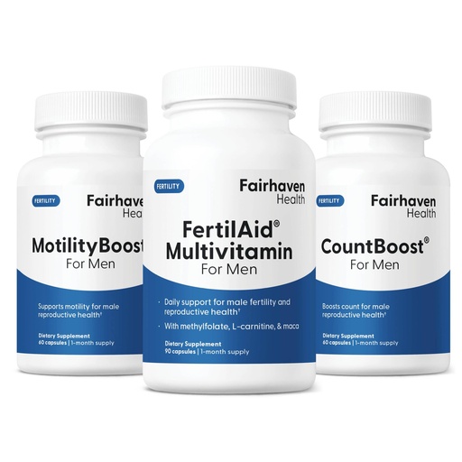 [BRSW2HT7BYDRO23K] Fairhaven Health FertilAid for Men, MotilityBoost, and Countboost Combo | Fertility Supplements for Men | Male Fertility Supplement with Conception for him Prenatal Vitamin