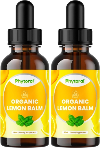 [BRSROADYB4BROFI2] Organic Lemon Balm Leaf Liquid Extract for Immune Support - Lemon Balm Tincture for Mood & Relaxation Support - Organic Tincture Leaf Drops for Adults & Kids Dietary Supplement - 2OZ - 2 Pack
