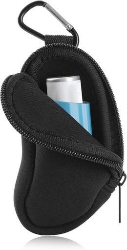 [BRSRMHYOCMARGHTP] Asthma Inhaler Holder Protect Portable Bag Carrying Holder Neoprene Travel Inhaler Mini Bag for L-Shaped Inhaler, Inhaler Not Included (Black)