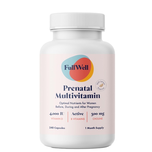 [BRSROZIFCAIQM3L4] FullWell Women's Prenatal Multivitamin with Lemon Essence - Healthy Pregnancy Support - Contains Choline & Folate - Supports Fetal Growth & Brain Development* - 240 Count (30 Servings)