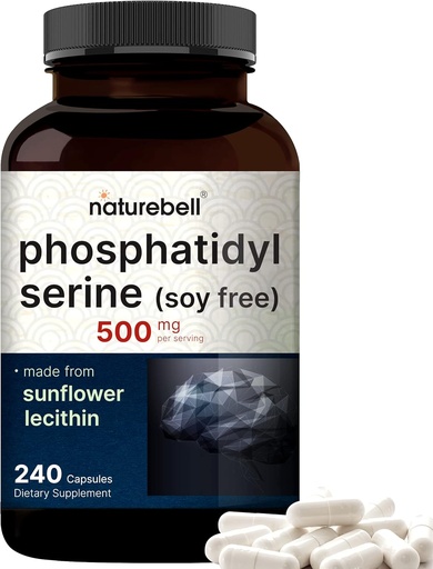 [BRSWGZQ3PMIRY234] Ultra Strength Phosphatidylserine Supplement 500mg Per Serving, 240 Capsules | Soy Free, Derived from Sunflower Lecithin – Supports Cognitive Health and Brain Function – Non-GMO