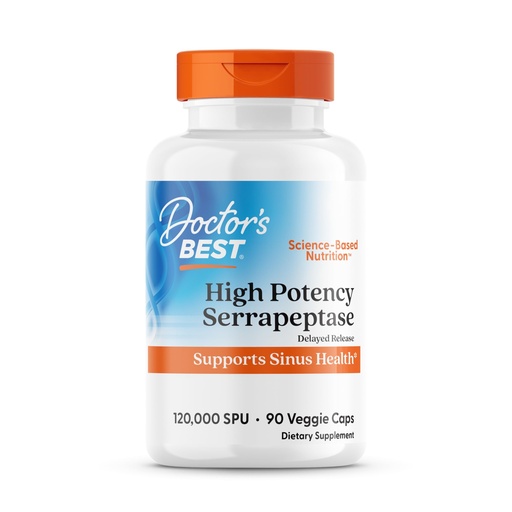 [BRSWIYIYCR5BGGTE] Doctor's Best Serrapeptase Supplement for Men & Women - Proteolytic Enzyme for Sinus & Immune Health Support, 120,000 SPU per Veggie Capsule, High Potency Formula, Non-GMO, Vegan - 90 Veg Caps