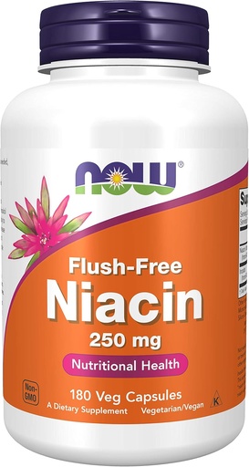 [BRSWIYAFBIDWEALO] Niacin, FLUSH FREE 250 mg, 180 Caps by Now Foods (Pack of 3)