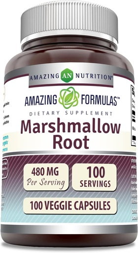[BRSROYY2A5YGAAIY] Amazing Formulas Marshmallow Root Supplement | 480 Mg Per Serving | 100 Veggie Capsules | Non-GMO | Gluten Free | Made in USA