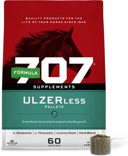 [BRSWIZYOCQPWEHTI] Formula 707 ULZERless Equine Supplement, 7.5lb Bag - Natural Gut Support for Horses with Ulcer Risk Factors