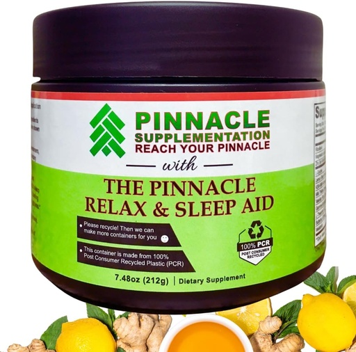 [BRSRMGTYCINQGCD3] Pinnacle Relax & Sleep Supplement, Sleep Support Supplement with Melatonin, Valerian Root, Ashwagandha, L Theanine, Zinc, GABA & Magnesium for Calming, Natural Lemon Tea Flavoring (30 Servings)