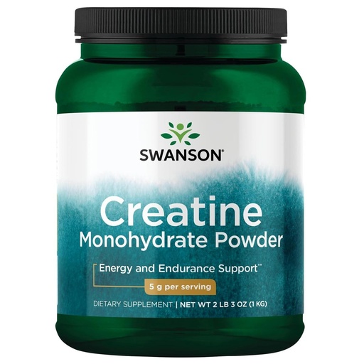 [BRSWIYT7PMOBMELE] Swanson Creatine Monohydrate Powder, Micronized - Supports Muscular Strength & Energy Supply - 5g Per Serving, 200 Servings (1kg / 2.2 lbs)