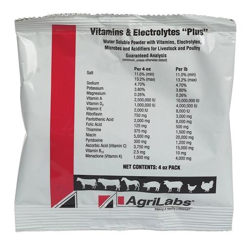 [BRSWIZT3B4EGMCLK] AgriLabs 002-00453 Vitamins & Electrolytes Plus 4-OZ Packet