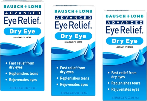 [BRSWIYYMC57GMAAV] Bausch + Lomb Advanced Eye Relief, Lubricant Eye Drops for Dry Eyes, Moisturizing & Soothing, Replenishes Tears for Fast Relief, 0,5 Fl Oz