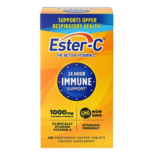 [BRSWIY32AUIBYCT2] Ester-C Vitamin C 1000 mg Coated Tablets, Immune System Booster, Stomach-Friendly Supplement, 120 Count