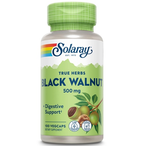 [BRSWIYTYO4GBGG3U] SOLARAY Black Walnut 500 mg - Whole Hull - Traditional Herbal Support Formula - Non-GMO Verified, Vegan, Lab Verified - 60-Day Guarantee - 100 Servings, 100 VegCaps