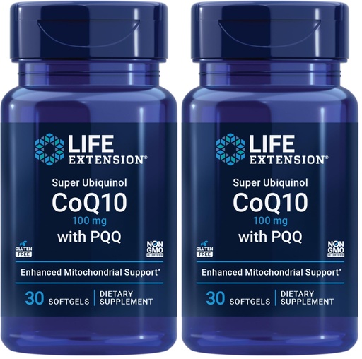 [BRSROBDYCQDQMCQ7] Life Extension Super Ubiquinol CoQ10 with PQQ, coenzyme Q10, pyrroloquinoline Quinone, Heart Health Supplement, Maximum Absorption, 100 mg, Non-GMO, Gluten-Free, softgels, 30 Count (Pack of 2)