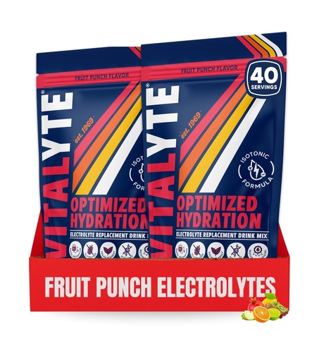 [BRSWYYAQBAHBAHLA] Vitalyte Electrolyte Powder Drink Mix, Isotonic Electrolyte Hydration Mix, Gluten Free Post Workout Powder Mix, Pack of 2, 35 oz. Each, Fruit Punch Flavor