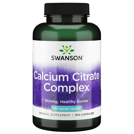 [BRSWIYT7PMORGDTC] Swanson Calcium Citrate Complex Bone Muscle Nerve Health Blood Pressure Support Mineral Supplement 250 mg Calcium (from Citrate & Carbonate) 100 Capsules