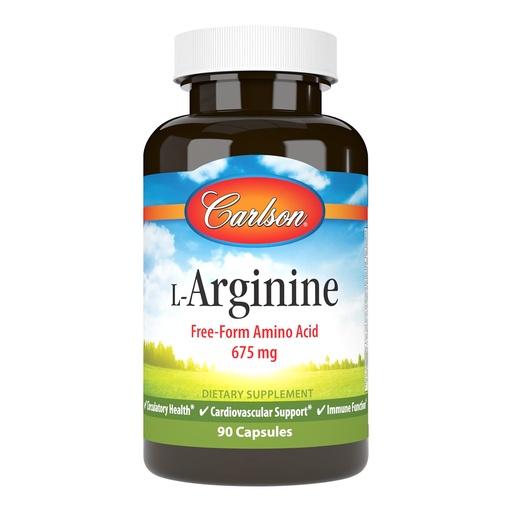 [BRSWIYILCUAACF3C] Carlson - L-Arginine, 675 mg, Promotes Healthy Circulatory & Cardiovascular System, 90 capsules