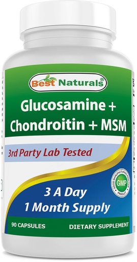 [BRSWIGQ4CQAGEFTE] Best Naturals, Glucosamine Chondroitin MSM Supplements, 2600 mg per Serving, 90 Capsules (90 Count (Pack of 1))