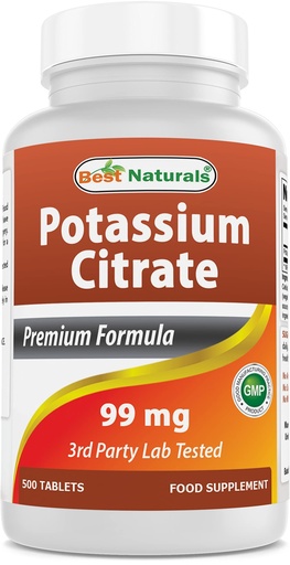 [BRSWYCQ2CIGQMFLD] Best Naturals Potassium Citrate 99mg 500 Tablets - 3rd Party Lab Tested