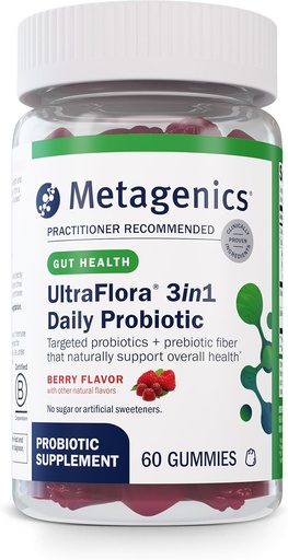 [BRSROAIZBV7AEE3H] Metagenics UltraFlora 3 in 1 Daily Probiotic & Postbiotic Gummies - Establo-Estable para Adultos &amp; Niños - Apoya Gut Health, Healthy Gut Flora &amp; Immune Support* - 60 Gummies