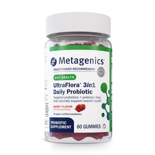 [BRSROAIZBV7AEE3H] Metagenics UltraFlora 3 in 1 Daily Probiotic & Postbiotic Gummies - Shelf-Stable for Adults & Kids - Supports Gut Health, Healthy Gut Flora & Immune Support* - 60 Gummies