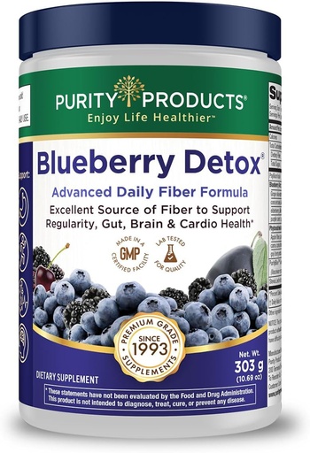 [BRSWIZA5OAAACFTY] Avançat Blueberber Detox Daily Fiber bombys - Primity Polurity Blueberries - Un complet 6 Grams de Detoxifying, Regularitat Promoting Prebios Fiber - 30 Servings