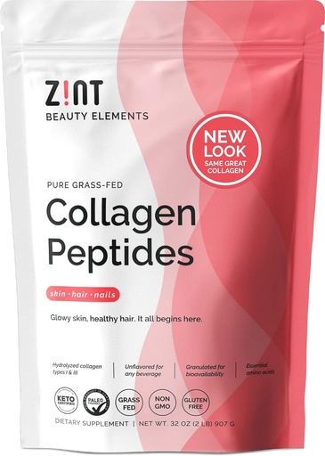 [BRSWKHD5CMJR2HI6] Zint Collagen Peptides Powder (32 oz): Paleo-Friendly, Keto-Certified, Grass-Fed Hydrolyzed Collagen Protein Supplement - Unflavored, Non GMO