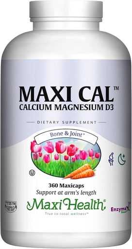[BRSWIYAKCUOQYDT4] Maxi Health Wapń 1000 mg Suplement z Witaminą D3 (1000 j. m.) i Magnezem (500 mg) - Bone, Teeth and Joint Support for Men and Women - 360 kapsułki - Maxi Cal